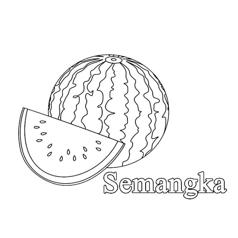 

Buku / lembar kertas mewarnai gambar buah semangka
