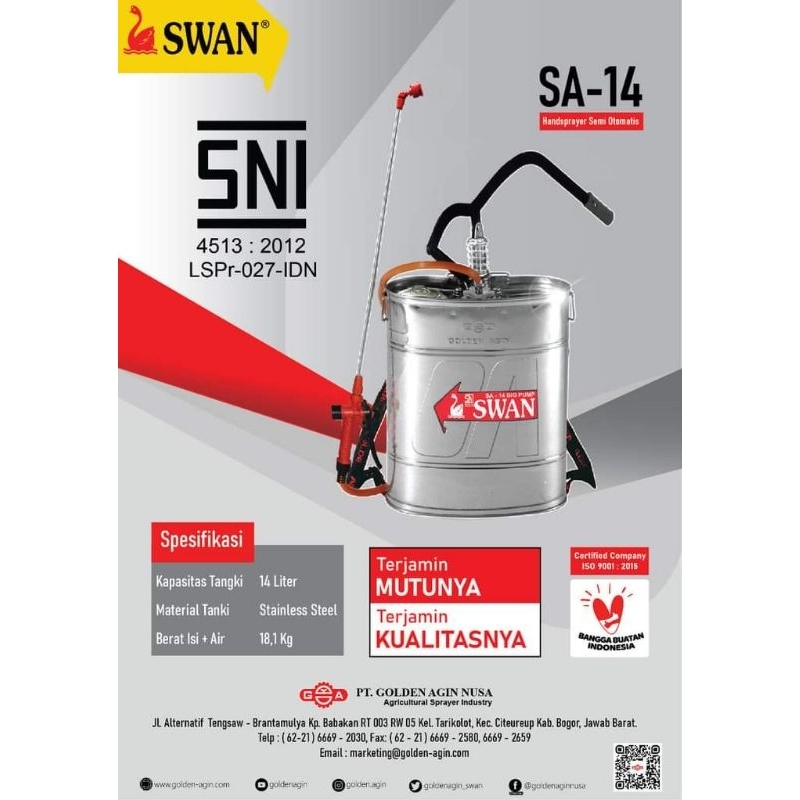 Tangki Swan SA-14 Sprayer manual pompa