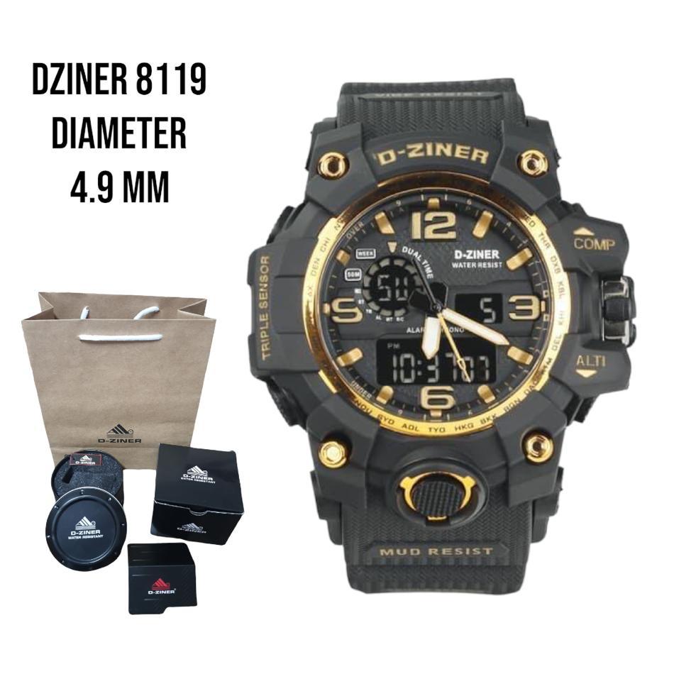 JAM TANGAN PRIA RUBBER WATER RESISTANT - D-ZINER D-8119 ORIGINAL