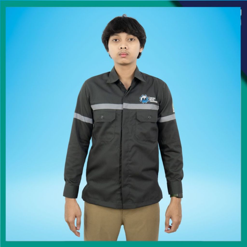 Baju Wearpack Kemeja Safety K3 Proyek Tambang Lengan Panjang Bordir Custom Bordir