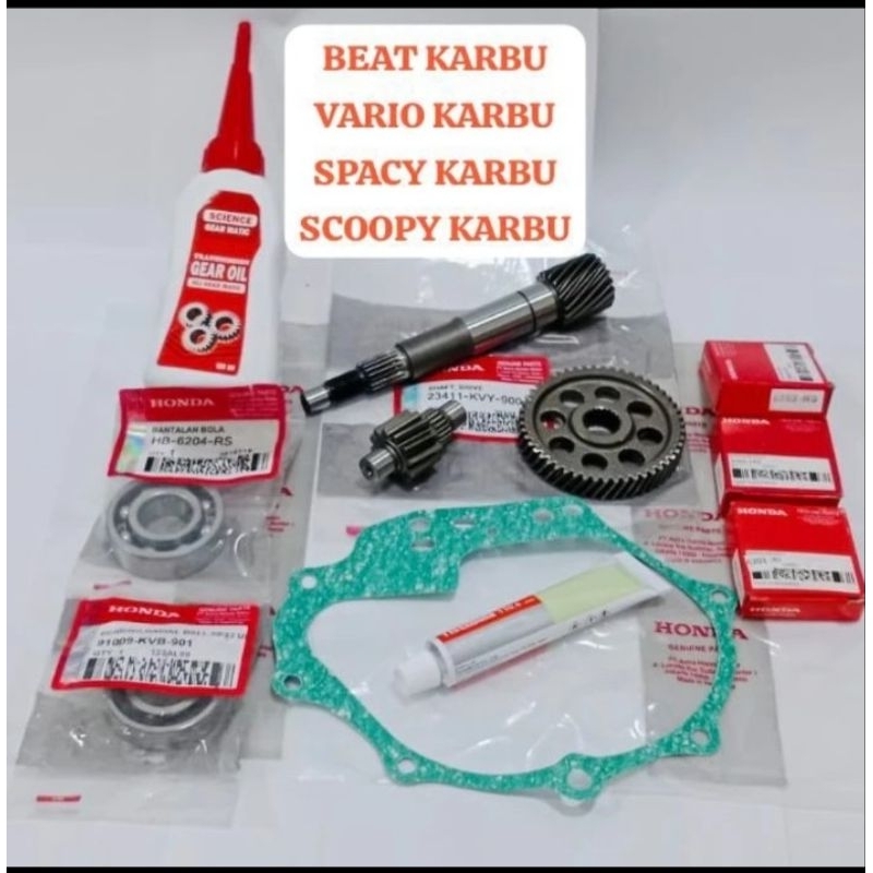 GIGI GIR RASIO CVT BEAT KARBU VARIO KARBU SCOOPY KARBU SPACY KARBU HONDA KVY SET LAHER PACKING OLI T