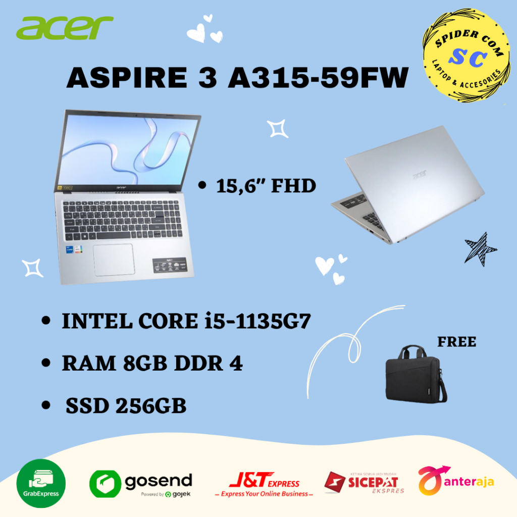 LAPTOP ACER ASPIRE 3 A315-59FW|i5-1135G7/8GB/256 GB SSD/15,6" FHD