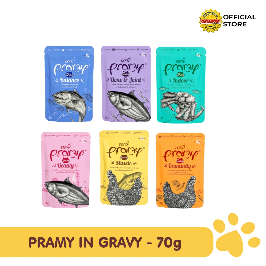 PRAMY Pouch Wet Food Gravy 70gr | Makanan Kucing Basah | Cat Food