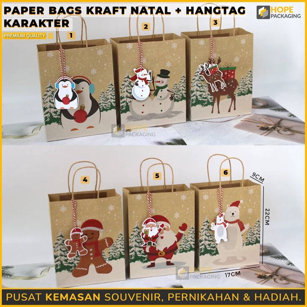 

Paperbag Kraft Natal / Tas Hadiah Natal / Paperbag Chrismast / Tas Hampers Chrismast