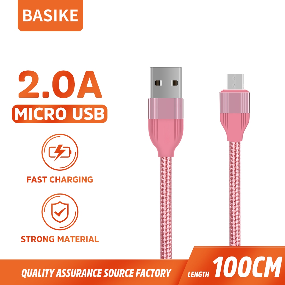 Kabel Data Fast charging Micro USB Handphone BASIKE Cable for Android Samsung Xiaomi Vivo OPPO