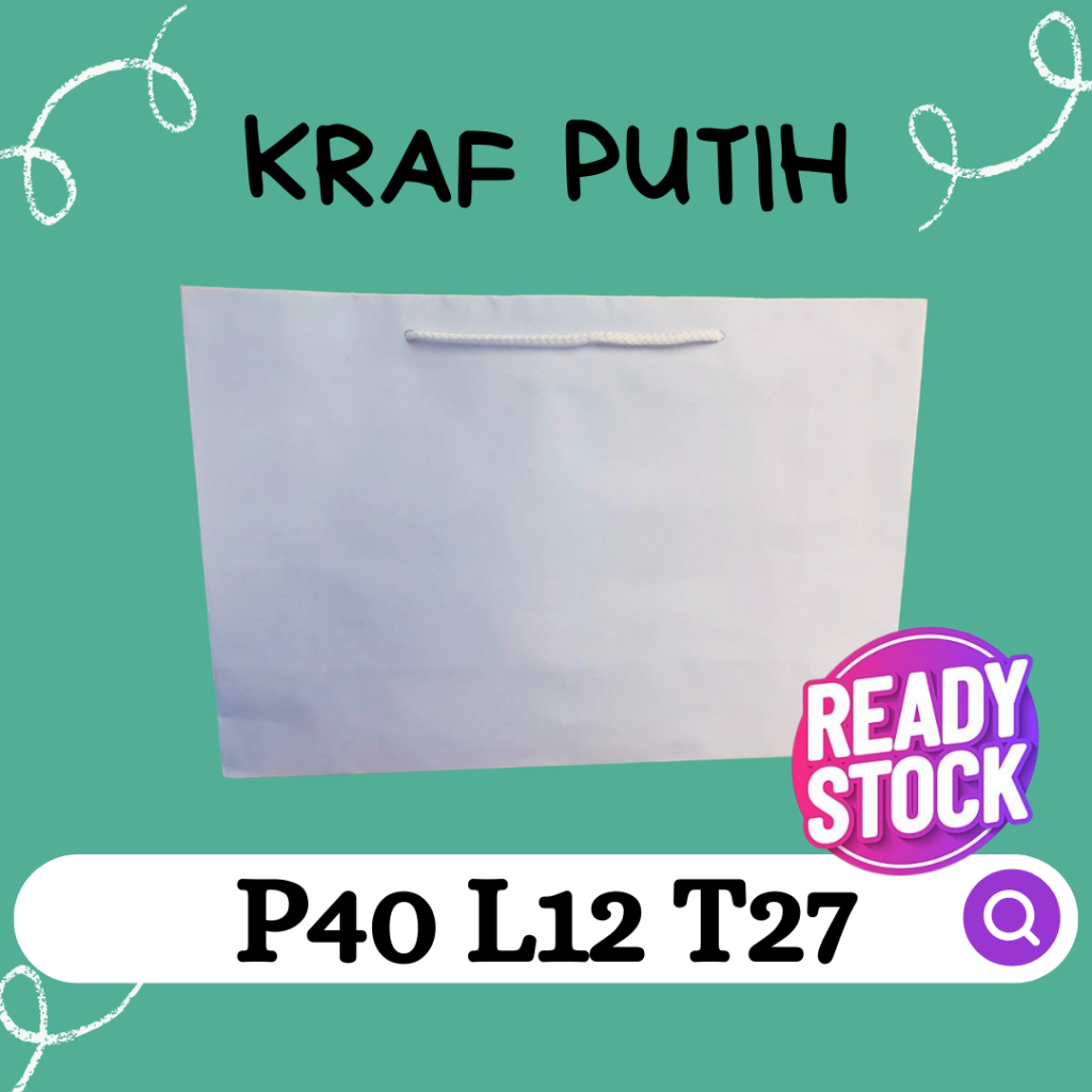 

Paper Bag Jumbo Polos, Paper Bag Murah Size 40x12x27 Bahan Kraf Putih READY STOCK