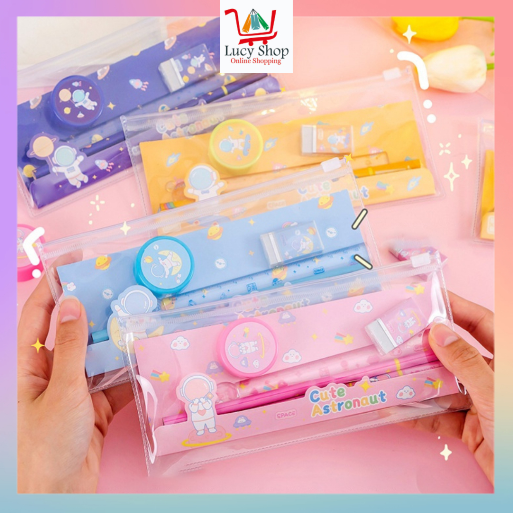 

Set Alat Tulis Sekolah Karakter Astronot 5 in 1 Lucu Cute Stationery Free Pouch