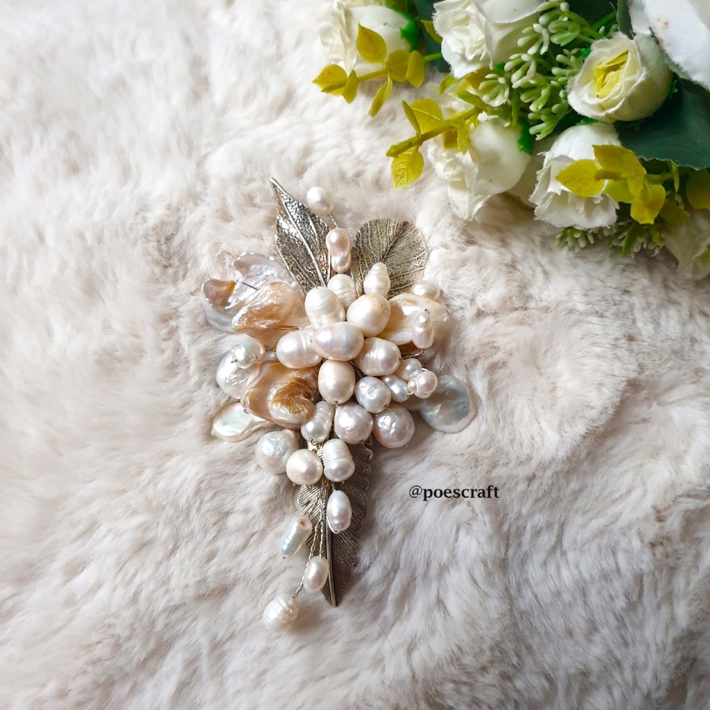 Poes Craft Bros Ratu Mutiara Asli Swarovski Aksesoris Hijab