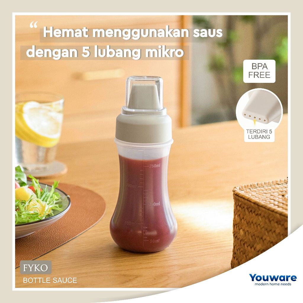 Youware - Fyko Sauce Bottle kapasitas 280 (ml) / Botol saos kecap mayones susu kental manis Botol pe