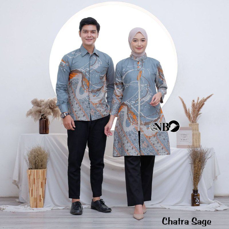 Batik Tunik Modern Set Pakaian Couple Jumbo XXXL Tunik Kemeja Batik Pria Baju
