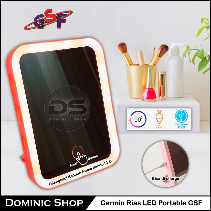 Cermin Rias LED Portable GSF / Kaca Rias / Cermin LED Rechargeable