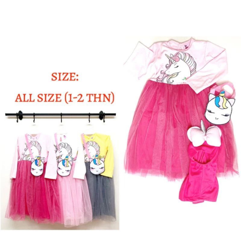 KIYOWO Set gamis baby unicorn by mi angel/set gamis anak lucu/set gamis gemes anak
