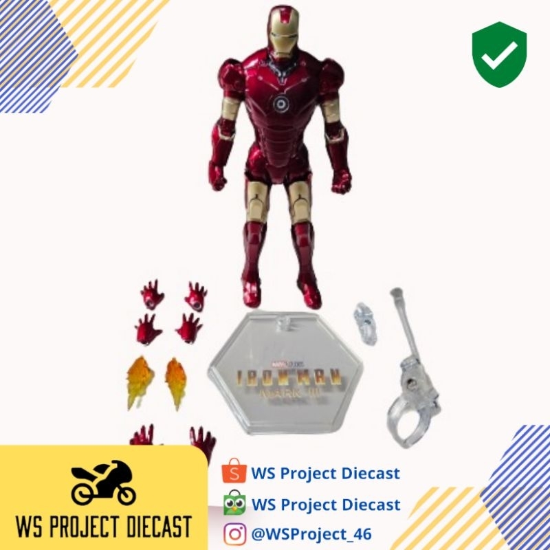 ZD Toys Iron Man Mark 3 III Marvel Action Figure 1/10 IronMan Non LED