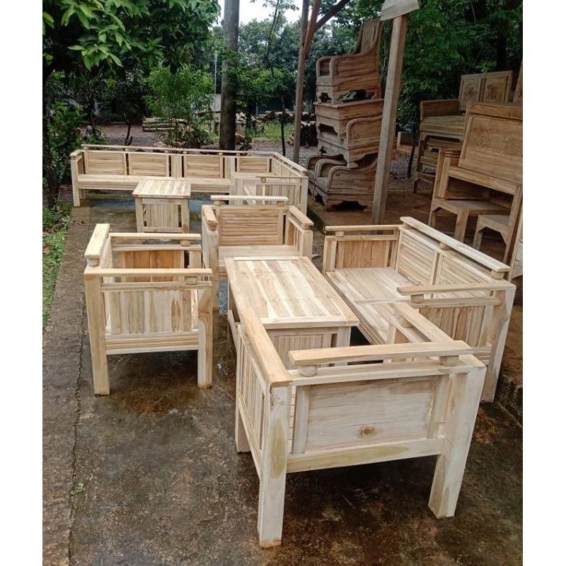 kursi tamu minimalis meja kayu jati modern furniture mebel