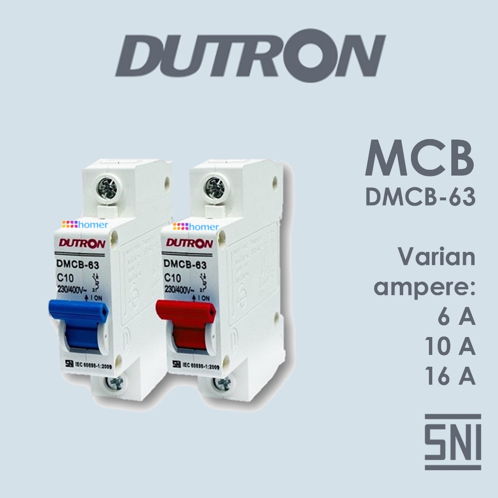 DUTRON MCB 10a 6a 2a 4a 6a 16a 20a 25a 32a 40a 50a 63a 1 Phase 1Phase 1p 1 p biru merah SNI 6 10 16 20 4 2 25 32 40 50 63 A AMPERE SNI