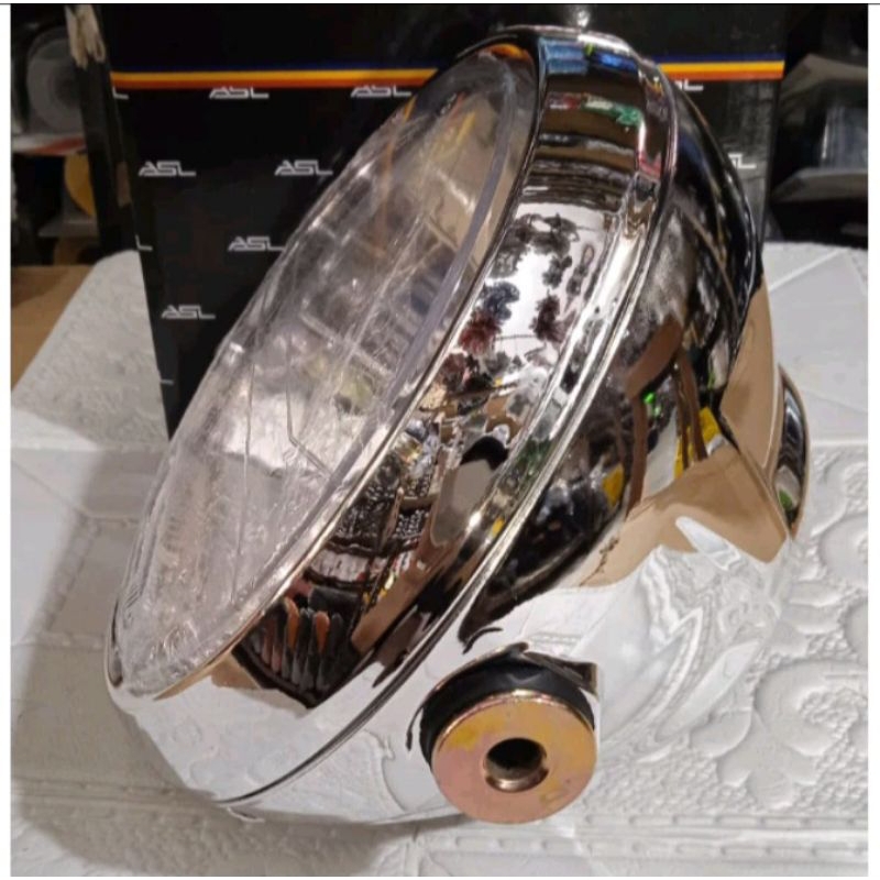 Reflektor Lampu Depan Bulat Crom Universal Semua Motor Rx King Vixion Scorpio Tiger