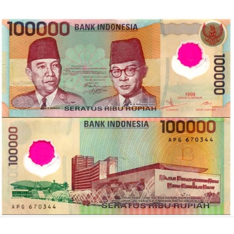 Uang Kuno 100000 Rupiah Polimer 1999 UNC