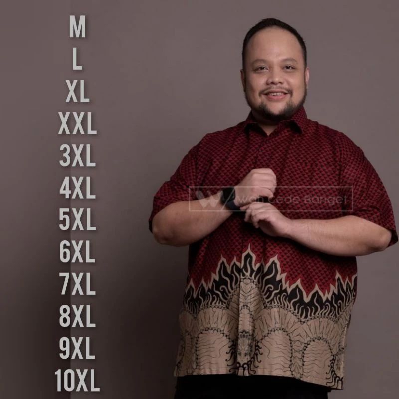 Kemeja batik pria jumbo lengan pendek Big size