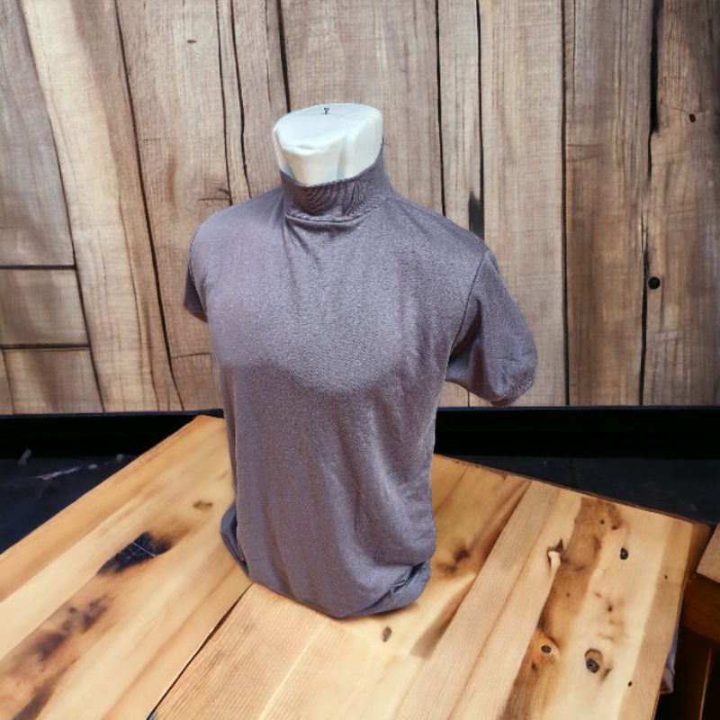 Kaos Satpam kerah tinggi polos coklat