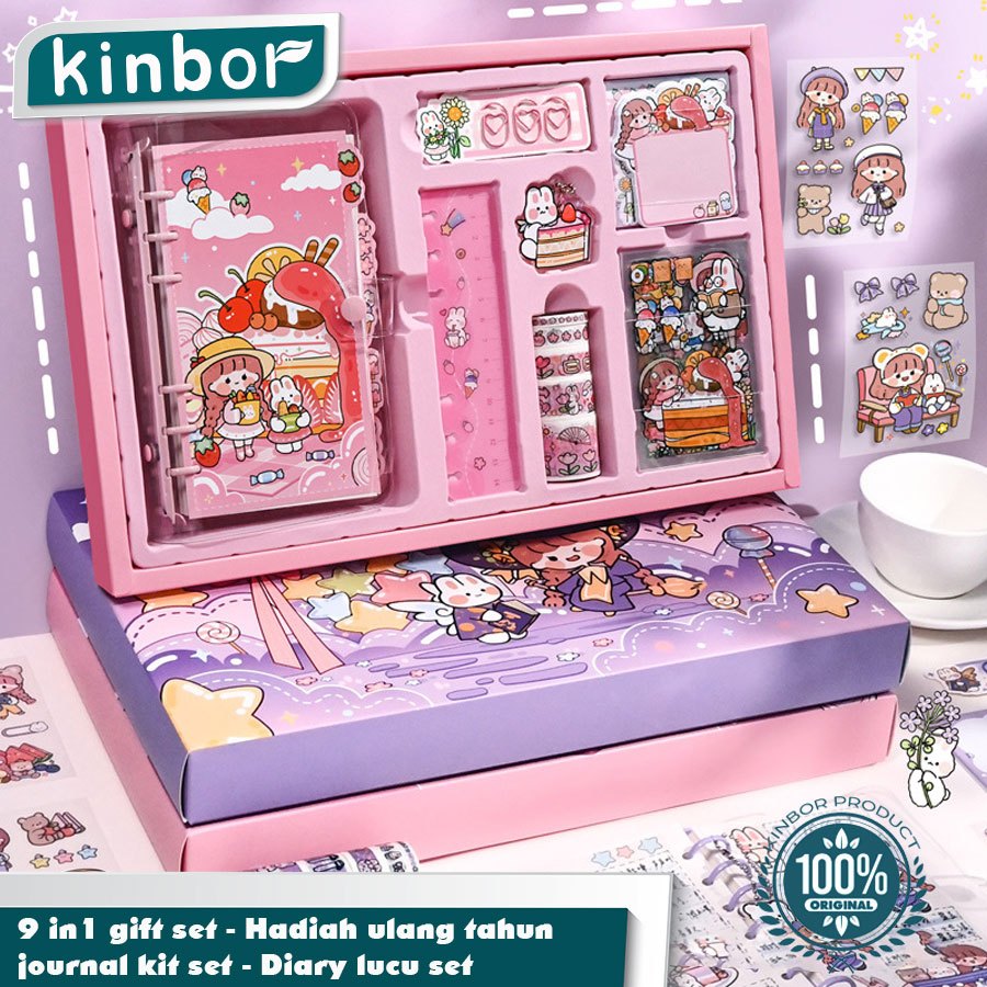 

Kinbor 9 in1 gift set/ Hadiah ulang tahun journal kit set/ Diary lucu set