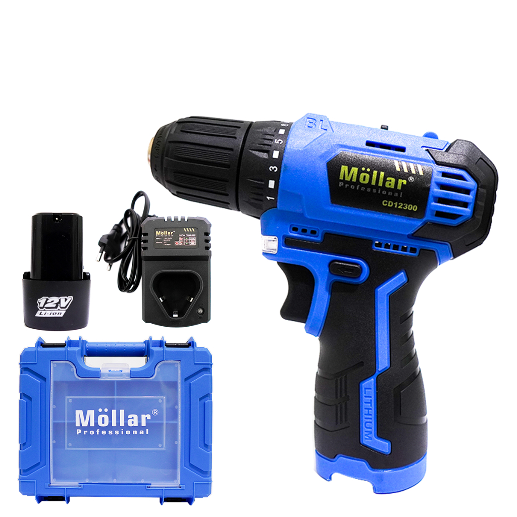 MOLLAR CD12300 Mesin Bor Baterai Charger 12V Brushless Cordless Drill Original