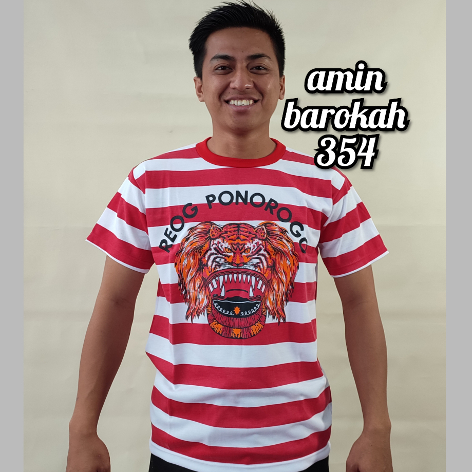 COD... Kaos Reog Ponorogo - Kaos Motif Salur Merah Putih Gambar Reog - Ukuran Dewasa #BAYAR DI TEMPA