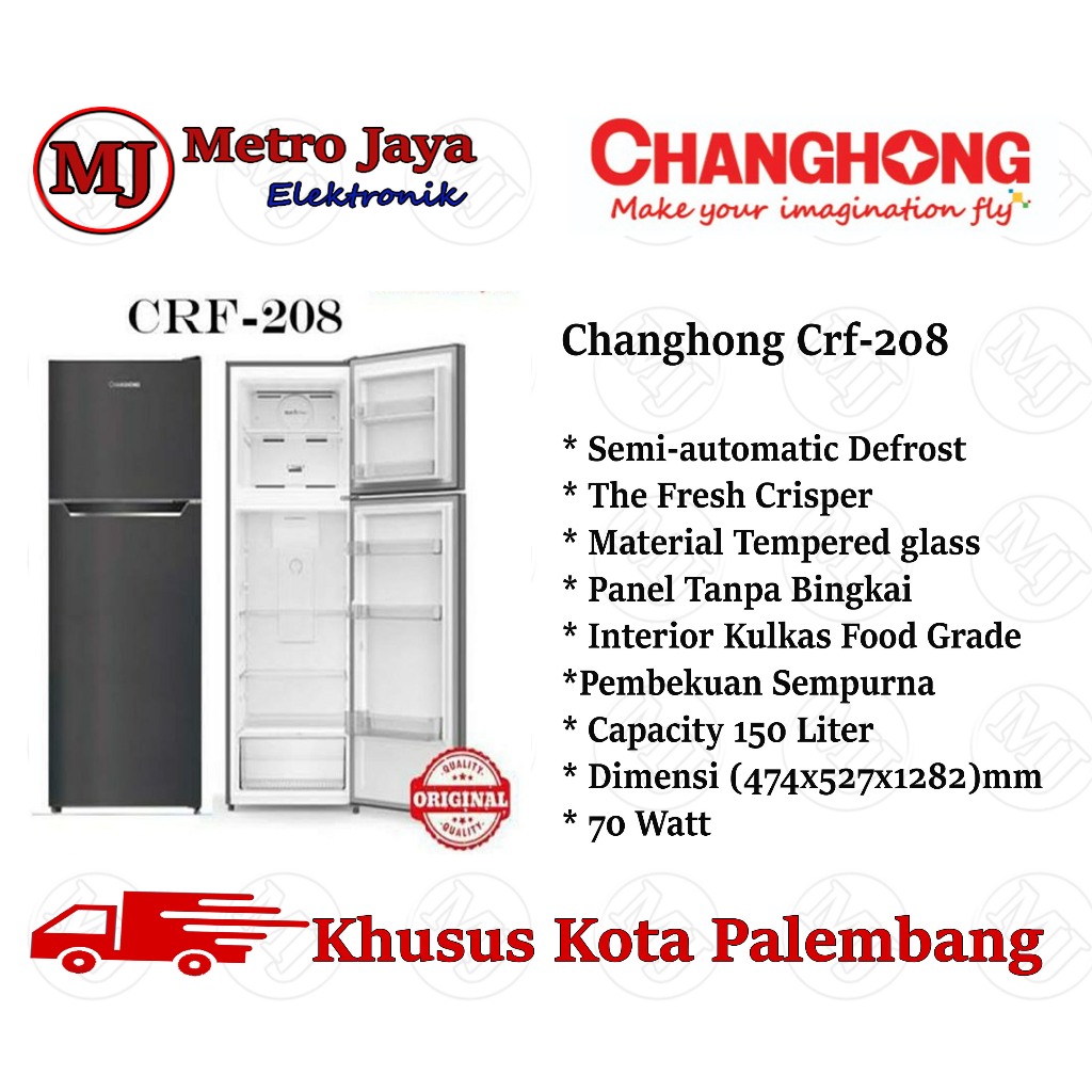 KULKAS 2 PINTU CHANGHONG CRF 208 LOW WATT 165 Liter