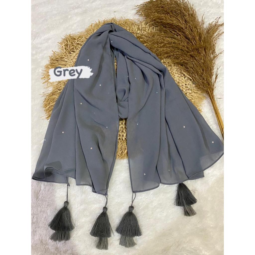 Aliyah Fesyen - Pashmina Permata Tassels - Hijab - Fashion Wanita - Scarf - Syal - Supplier Pashmina