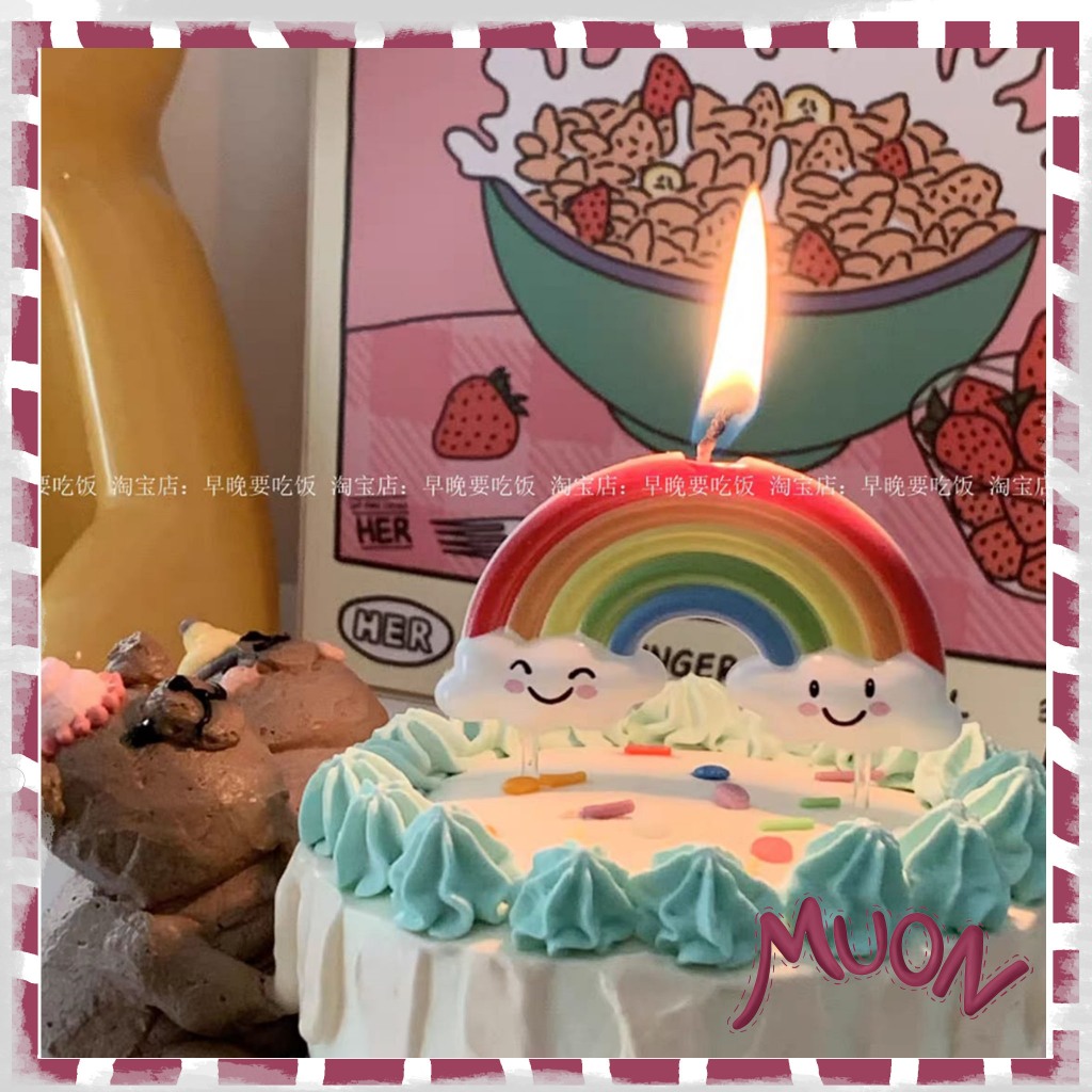 Lilin Awan dan Pelangi Rainbow Cloud Candle Korean Cake Kue Anak Ultah Birthday Ulang Tahun Unik