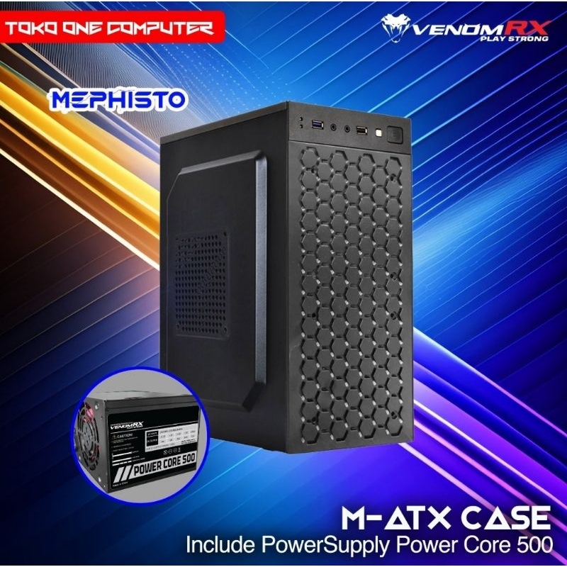 CASING VENOMRX MEPHISTO M-ATX + PSU 500W Power Core