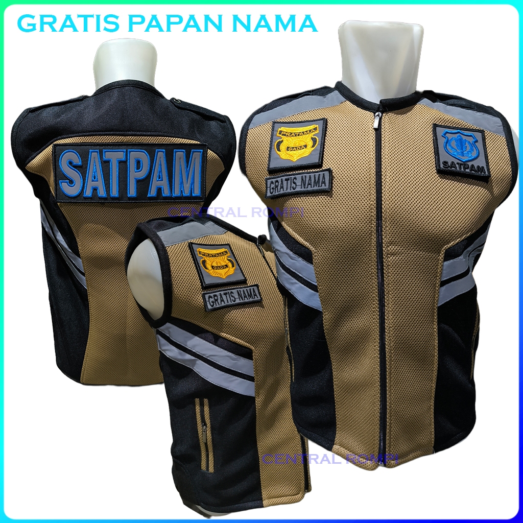 Rompi Satpam Iga Hitam Bahan Doublemesh/Rompi Satpam Terbaru/Rompi Satpam Tebal