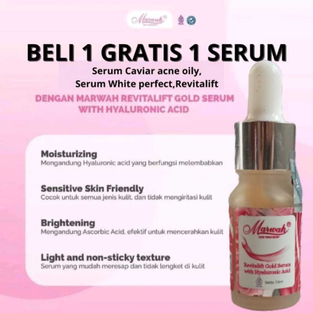 Promo beli 1 gratis 1 marwah skincare serum revitalift  untk whitening anti aging dan kulit kering d