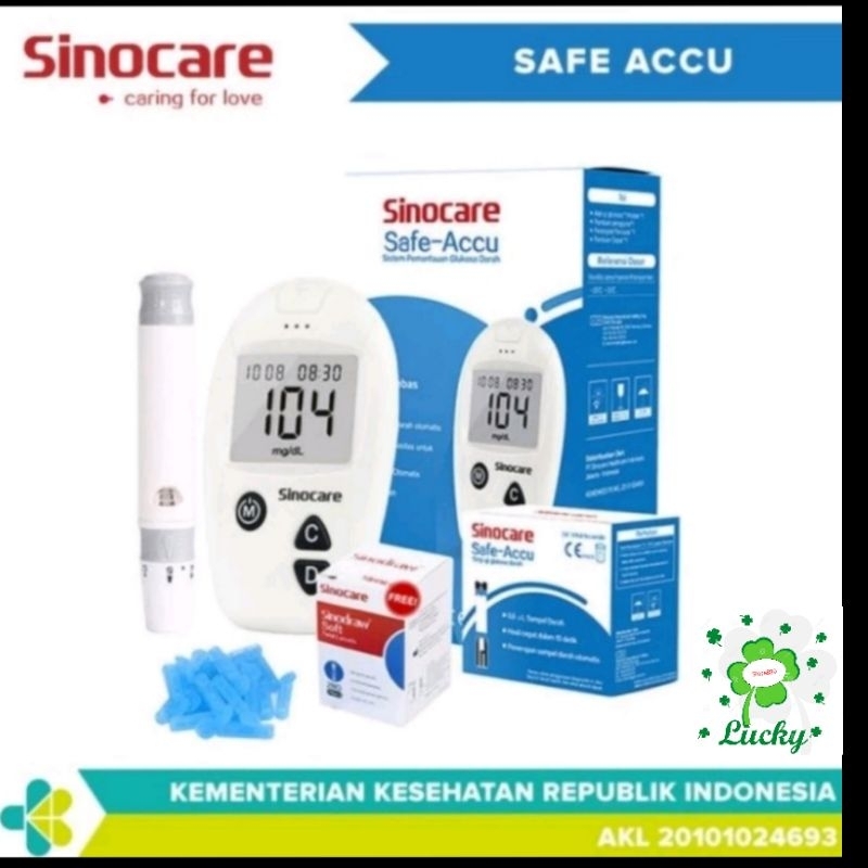 Sinocare Safe-Accu Alat Tes Gula Darah / SINOCARE Safe Accu alat ukur gula darah / Alat cek gula dar