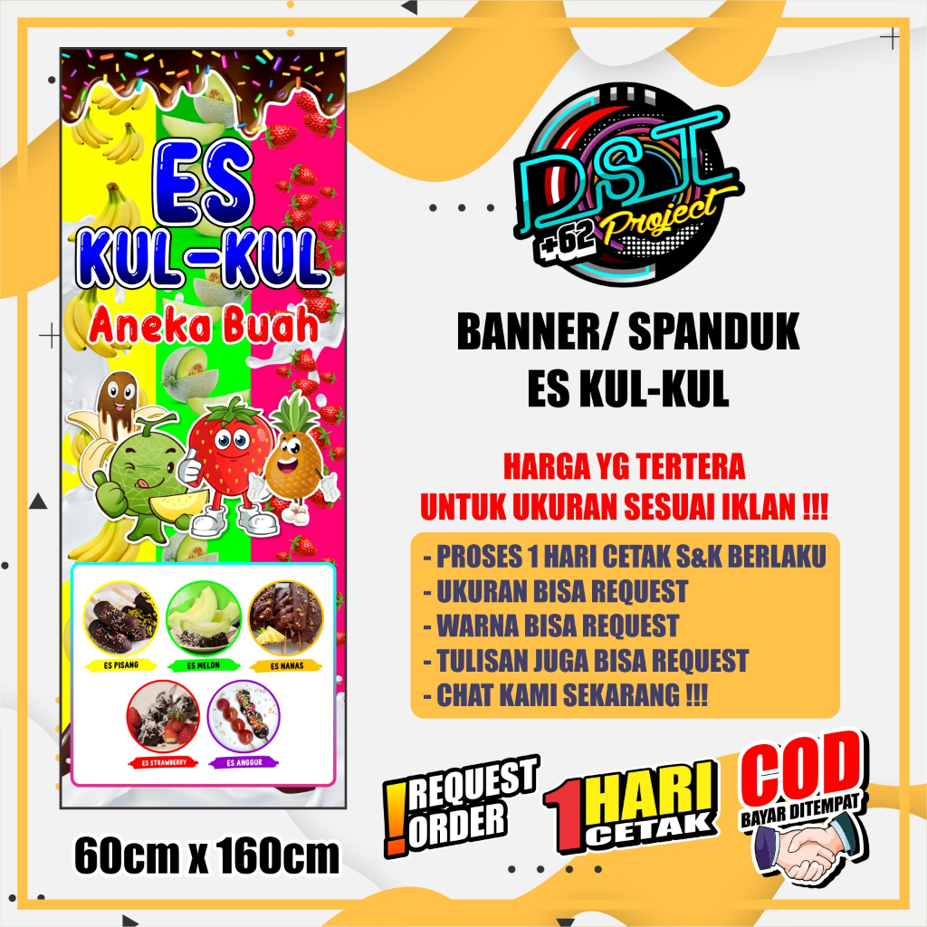 BANNER / SPANDUK ES KUL KUL ANEKA BUAH 60 x 160