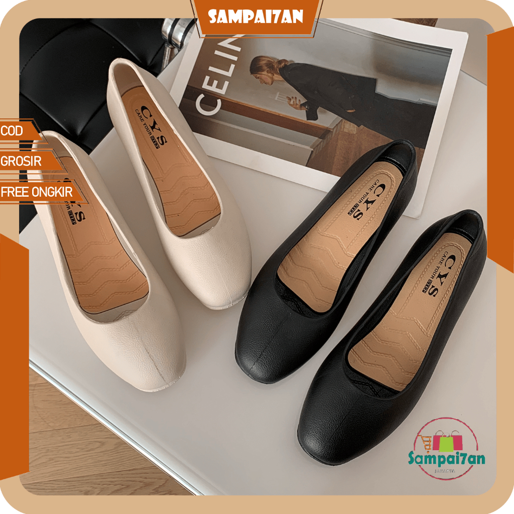 Flatshoes Wanita Hak Tahu Tinggi Sol ± 3CM Sepatu Pantofel Perempuan Kerja Jalan Import SPT-79