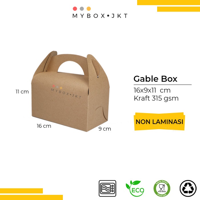 

Gable Box Hampers LEBARAN Souvenir Gift Pack Snack 16x9x11 Non Laminasi