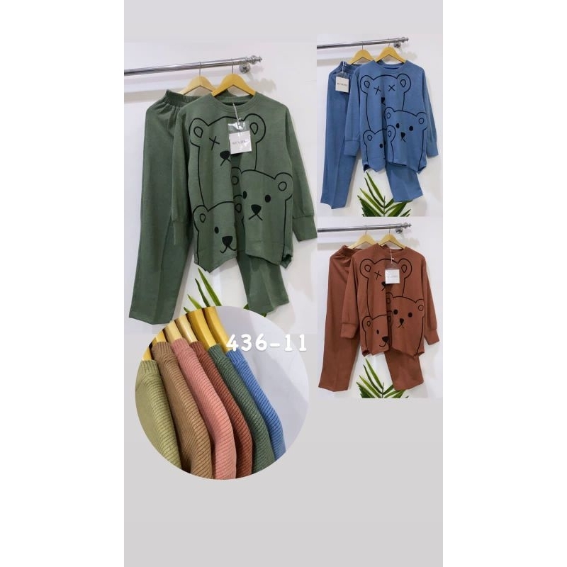 Kuyifei 436-11//One set celana premium//One set wanita//One set jumbo//Setelan celana//Setelan rajut