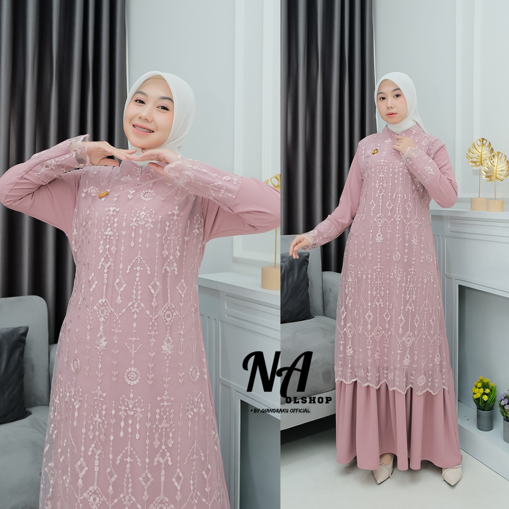 sabrina maxi / gamis pesta murah bahan crincle mix brokat / gamis brukat terbaru / gamis pesta warna