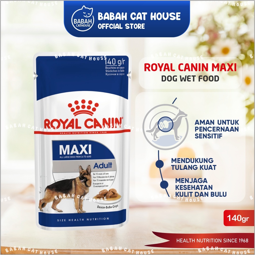 Royal Canin MAXI ADULT POUCH 140gr RC Dog Wet Food Makanan Basah Anjing Ras Large Besar Dewasa Herde