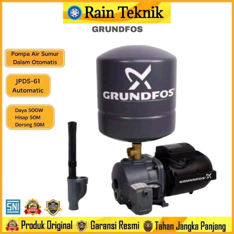 Pompa Air GRUNDFOS JPD5-61 Otomatis Sumur Dalam 500 Watt Hisap & Dorong 50 Meter / Pompa Air GRUNDFO
