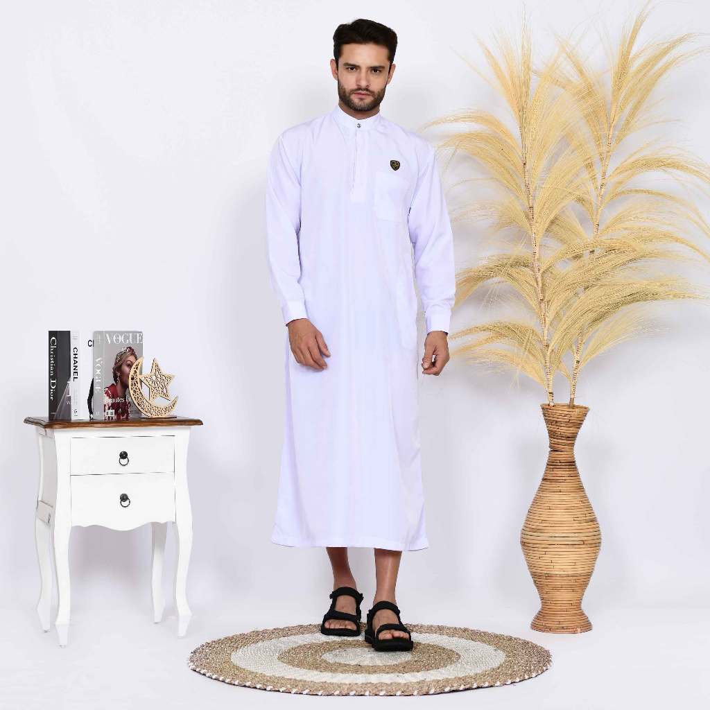 Jubah  Gamis Pakistan  Pria Dewasa Polos Atta M L XL XXL  lengan kancing Baju Lebaran 2024