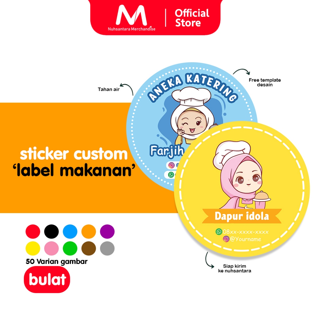 

Label Makanan / Cetak Stiker Bulat Custom / Sticker Label Logo Makanan / Label Kemasan