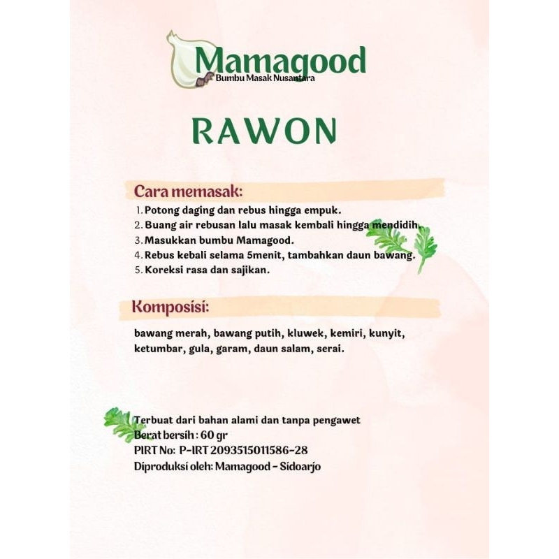 

BUMBU MASAK MAMAGOOD HALAL PIRT NON PENGAWET