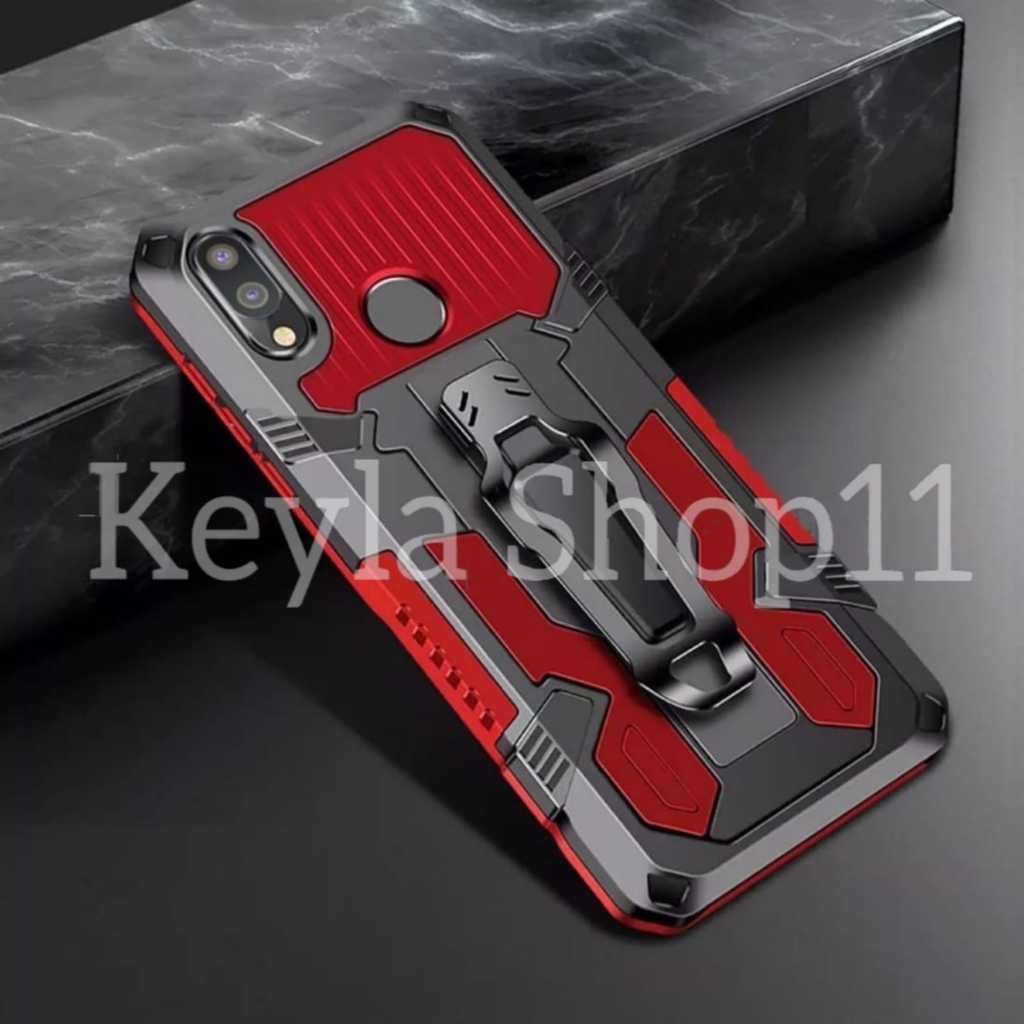 Casing HP Untuk SAMSUNG GALAXY A10S Soft Case Kick Stand Clip Hard Case Robot Armor  I Crystal