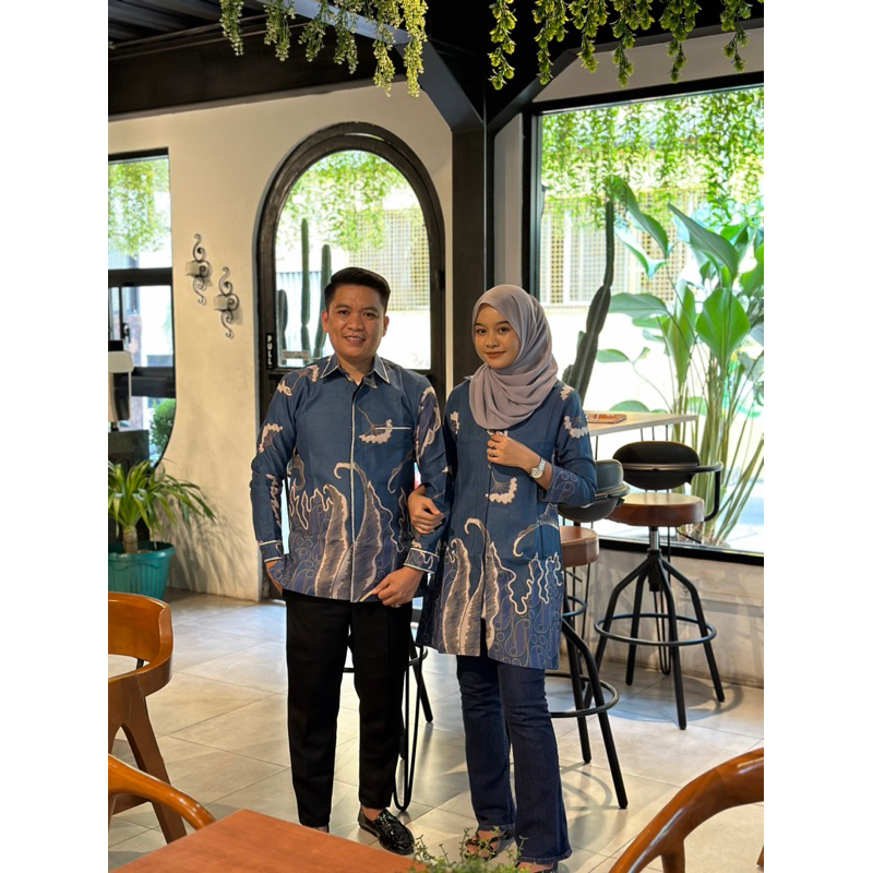 Batik couple bahan dobby semi sutra premium full laipsan trycod