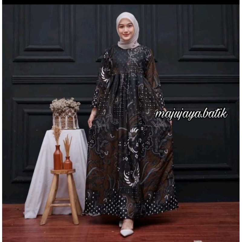 Gamis batik modern premium LD100 LD110 LD120 LD130 Baju wanita muslimah busui jumbo