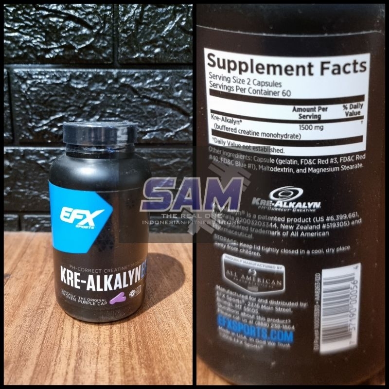Suplemen Fitness EFX Kre Alkalyn 120 kapsul Creatine Monohydrate