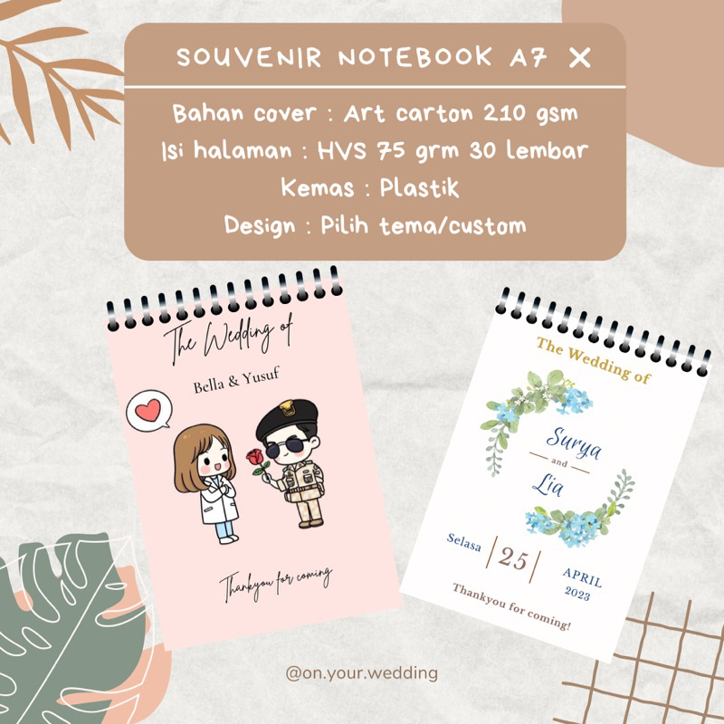 

Souvenir Notes / Notebook / Blocknote Pernikahan / Custom