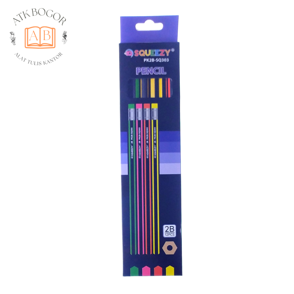 

Pensil 2B Untuk Ujian Dengan Penghapus Squezzy Pencil For Computer PK2B-SQ303 - Isi 1 Pack / 12 Pcs