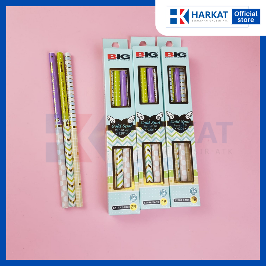 

12pcs pensil big 2b metalic glow pensil standar ujian metalic glow pensil pastel paradise warna pencil gold sport